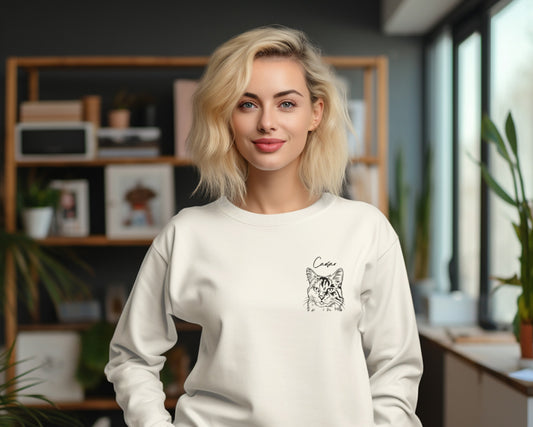 Sweatshirt med svartvitt djurporträtt