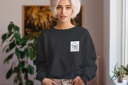 Sweatshirt med svartvitt djurporträtt